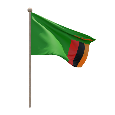 Zambia Flagpole  3D Illustration