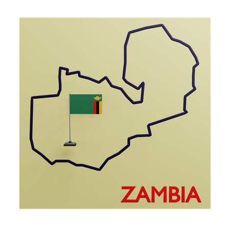 Zambia map  3D Icon