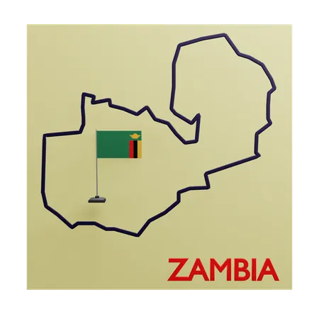 Zambia map  3D Icon