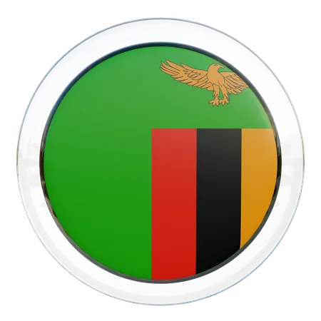 Zambia Round Flag  3D Icon