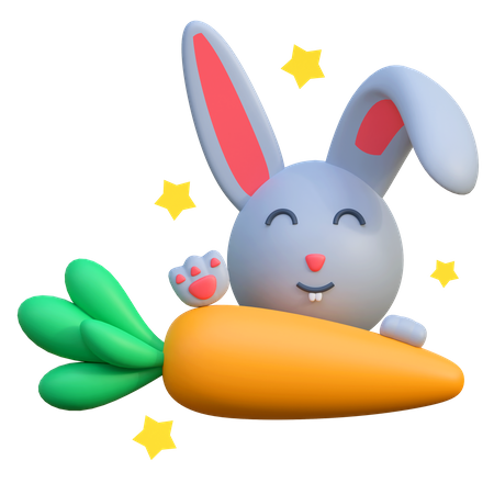 Conejo comiendo zanahoria  3D Icon