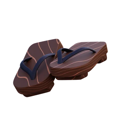 Zapatilla de madera  3D Icon