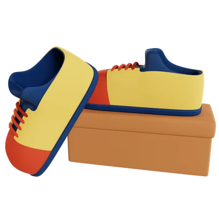 Pantalla de compras de zapatillas de deporte coloridas  3D Illustration