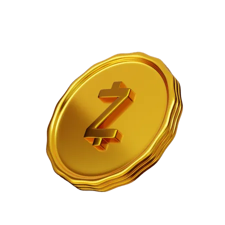 3 D Rendering Golden Crypto Coin Zcash 3D Illustration
