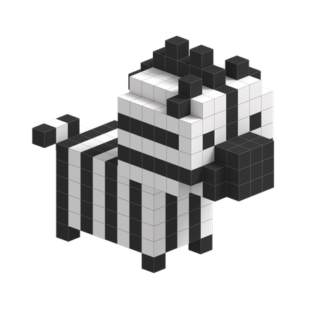 Zebra Cute Voxel Art  3D Icon