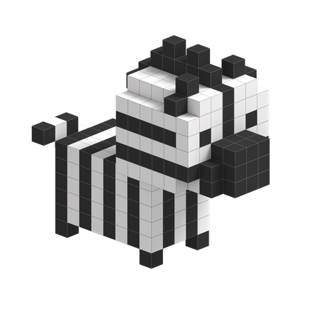 Zebra Cute Voxel Art  3D Icon