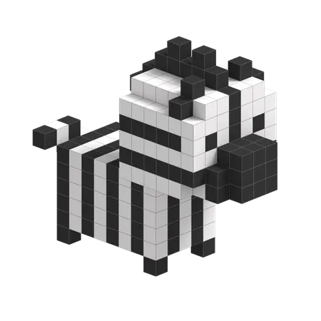 Zebra Cute Voxel Art  3D Icon