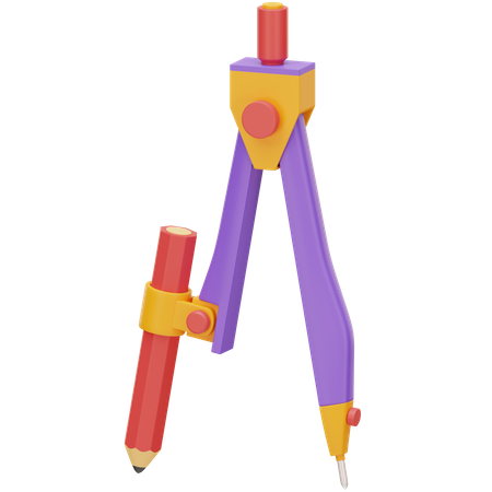 Zeichnung Kompass Mathematik Geometrie Werkzeuge  3D Icon