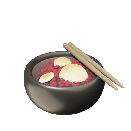 Sobremesa Tradicional Japonesa Zenzai Sopa Doce De Feijao Vermelho 3D Icon