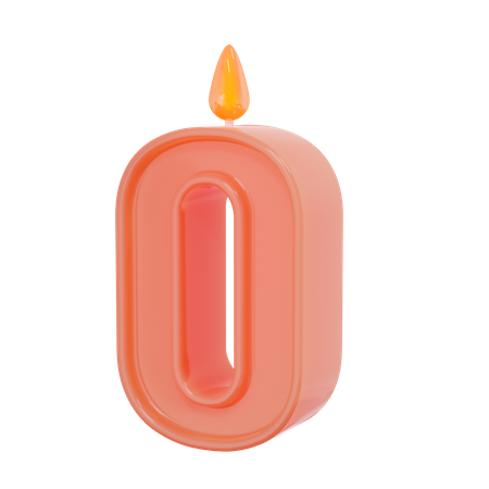 Zero Number Candle  3D Illustration