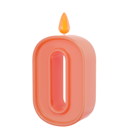 Zero Number Candle 3D Illustration