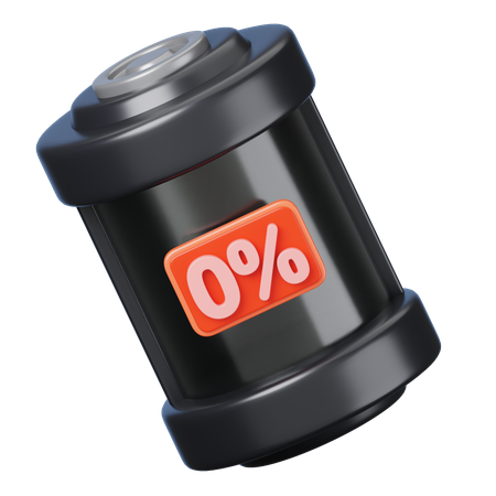 Zero Percent Battery  3D Icon