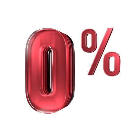 Zero Percent Off Discount  3D Icon