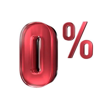Zero Percent Off Discount  3D Icon