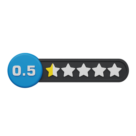 Zero Point Five Star Rating Circle Label  3D Icon