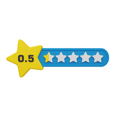 Zero Point Five Star Rating Label  3D Icon
