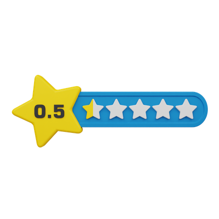 Zero Point Five Star Rating Label  3D Icon