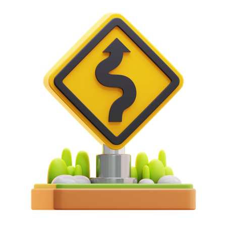 Zickzack-Straßenschild  3D Icon