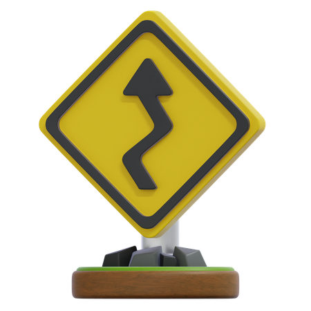 Zickzack-Straßenschild  3D Icon