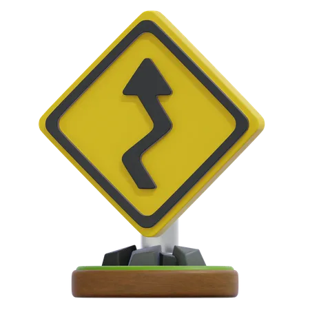 Zickzack-Straßenschild  3D Icon