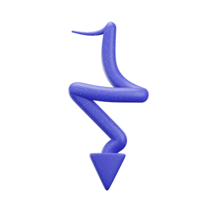 Zig Zag Down Arrow  3D Icon