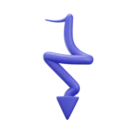 Zig Zag Down Arrow  3D Icon