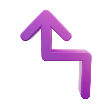 Flecha arriba izquierda en zigzag  3D Icon