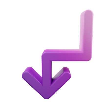 Zigzag Left Down Arrow  3D Icon