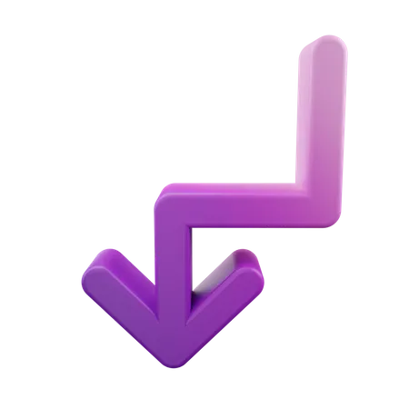 Zigzag Left Down Arrow 3D Icon