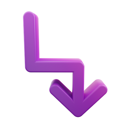 Zigzag Right Down Arrow  3D Icon