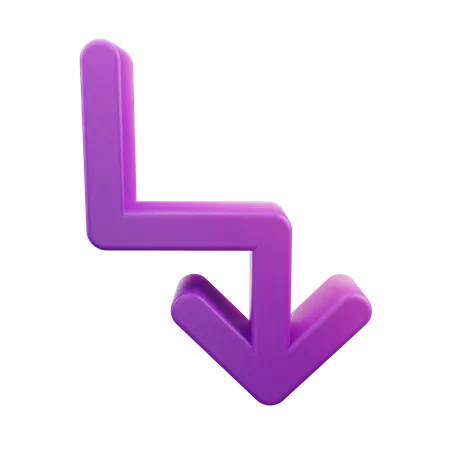 Zigzag Right Down Arrow  3D Icon