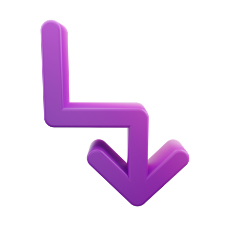 Zigzag Right Down Arrow  3D Icon
