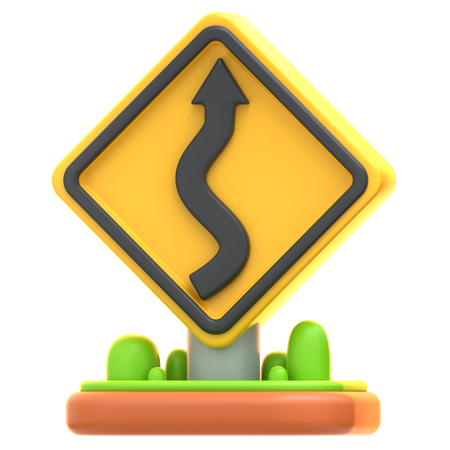 Zigzag Road Sign  3D Icon