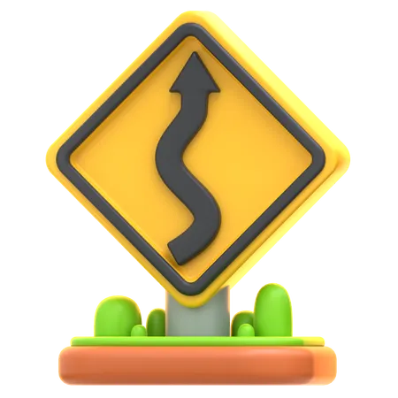 Zigzag Road Sign  3D Icon