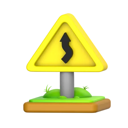 Zigzag Road Sign  3D Icon