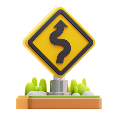 Zigzag road sign  3D Icon