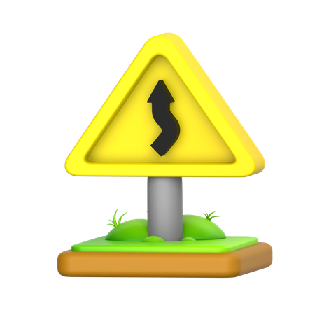 Zigzag Road Sign  3D Icon