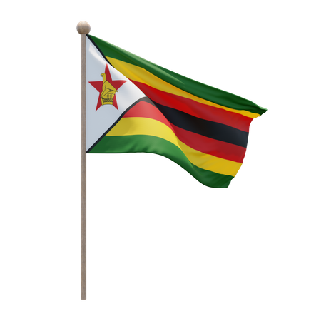 Zimbabwe Flag Pole  3D Flag
