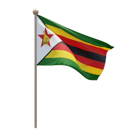 Zimbabwe Flag Pole  3D Flag