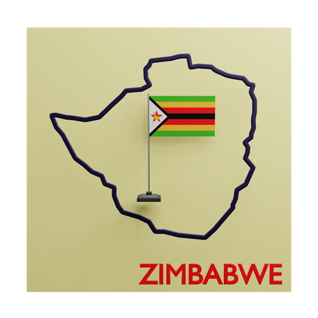 Zimbabwe map  3D Icon