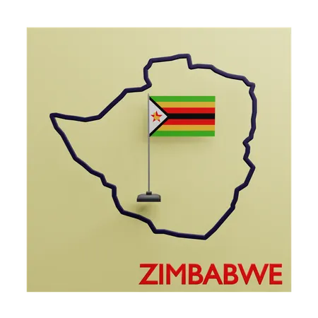 Zimbabwe map  3D Icon