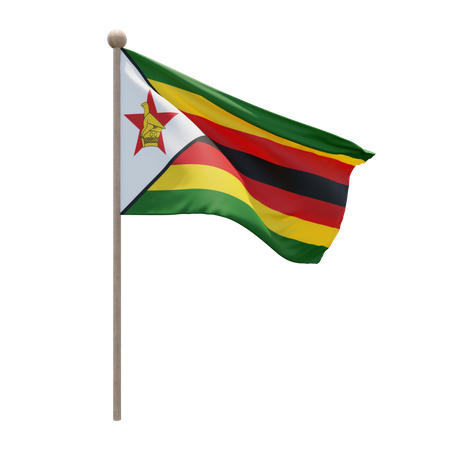 Mât de drapeau du Zimbabwe  3D Flag