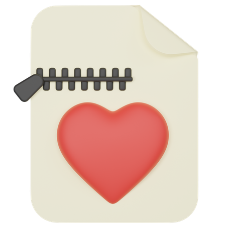 Zip File With Heart  3D Icon
