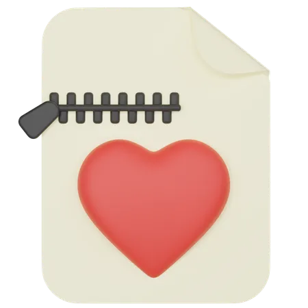 Zip File With Heart 3 D Icon 3D Icon