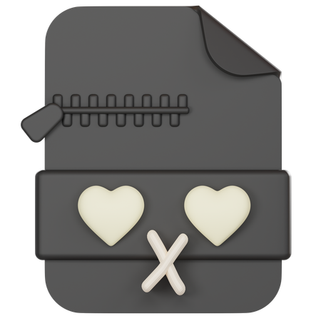 Zip File With Heart Face  3D Icon