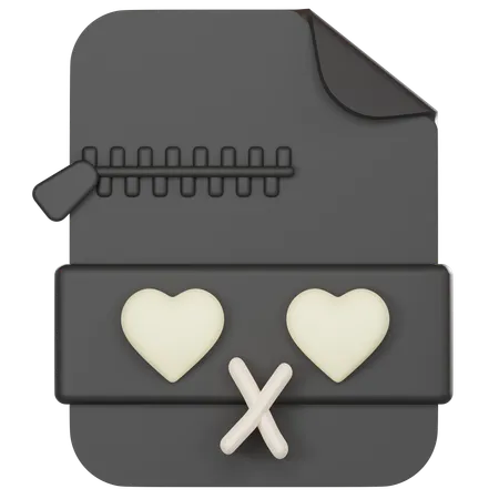 Zip File With Heart Face  3D Icon