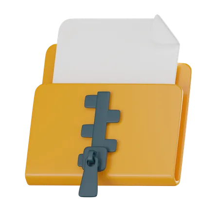 Zip Folder And Compressed Directory Ideal For Showcasing Technology Concepts And Data Management Solutions 3 D Render Illustration 3D Icon