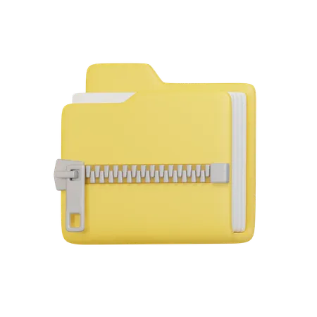Zipped Folder With Transparent Background 3D Icon