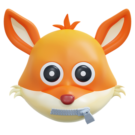 Zipped Mouth Fox Emoticon  3D Icon