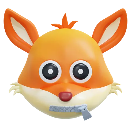 Zipped Mouth Fox Emoticon  3D Icon